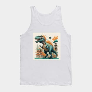 Dinosaur pastel colours digital painting Tank Top